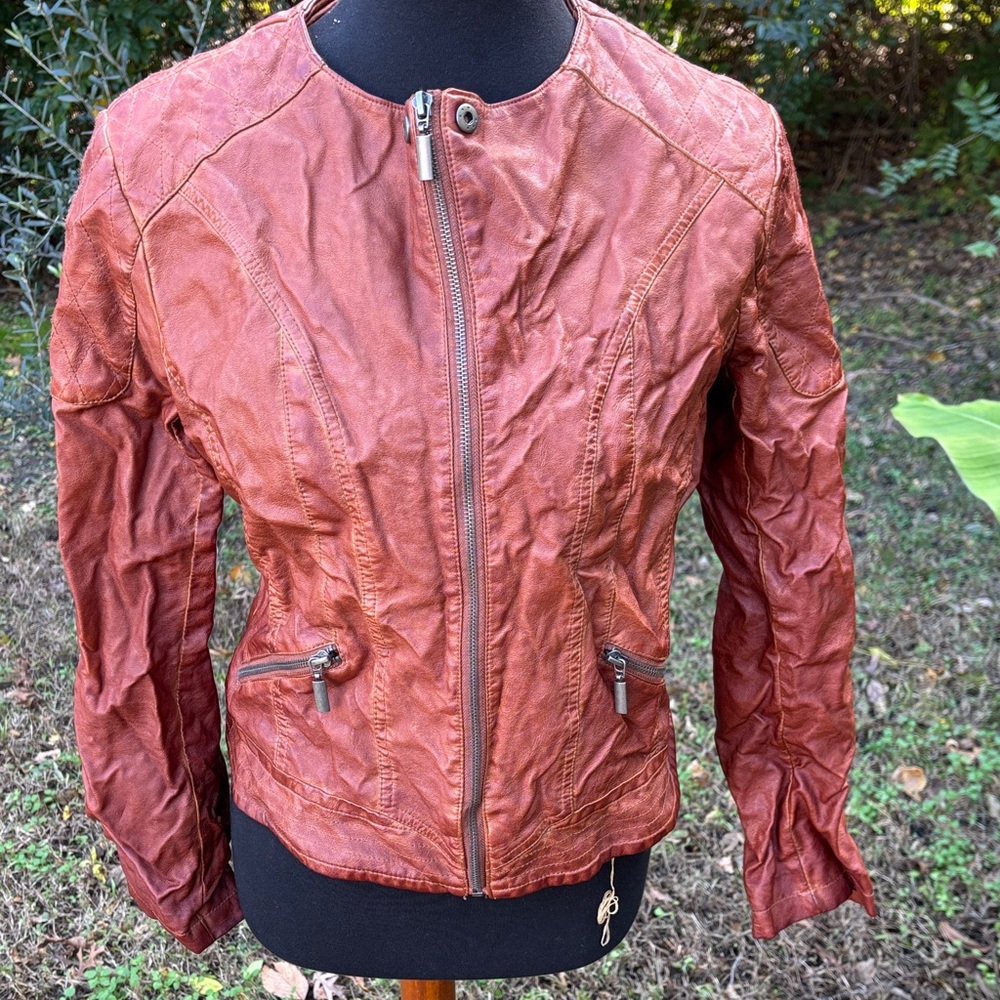 Bernardo Women's Burnt Orange Leather Jacket